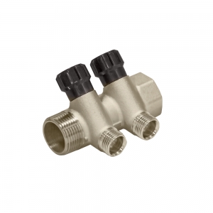 Коллектор СТМ, 2 выхода, с регулировочными вентилями, 3/4"х1/2"