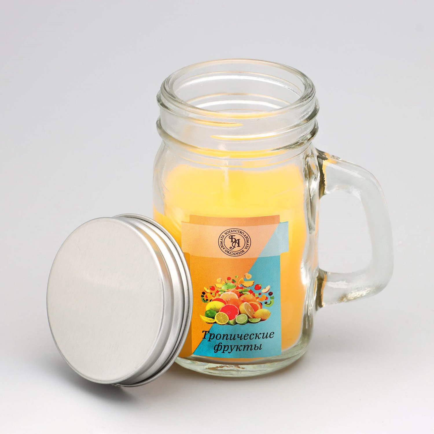 Свеча ароматическая в банке "Тропические фрукты", 7,2 х 8,5 см, 190 г   9485661