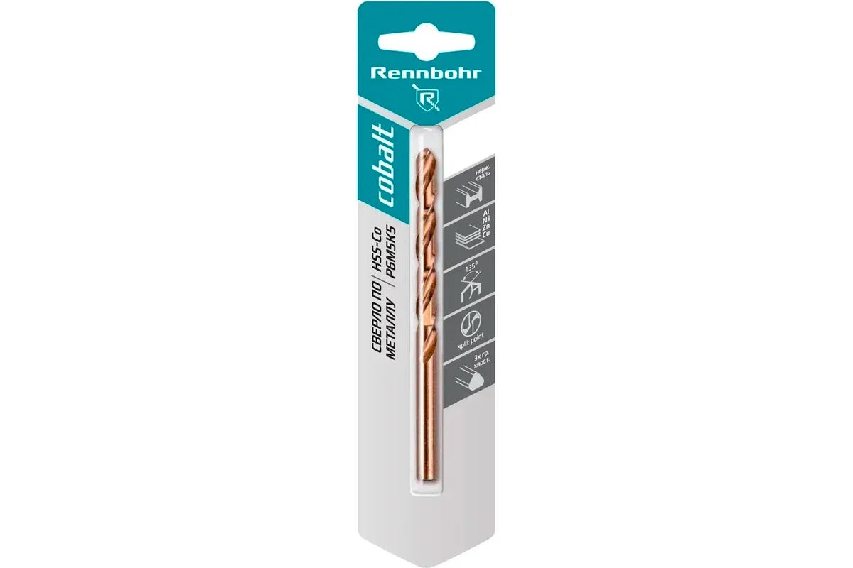 Сверло по металлу 6,50*101/63мм HSS-Co P6M5К5 (1шт) блистер арт.668065 COBALT RENNBOHR *10/40/320 Сверло по металлу 6,50*101/63мм HSS-Co P6M5К5 (1шт) блистер арт.668065 COBALT RENNBOHR *10/40/320
