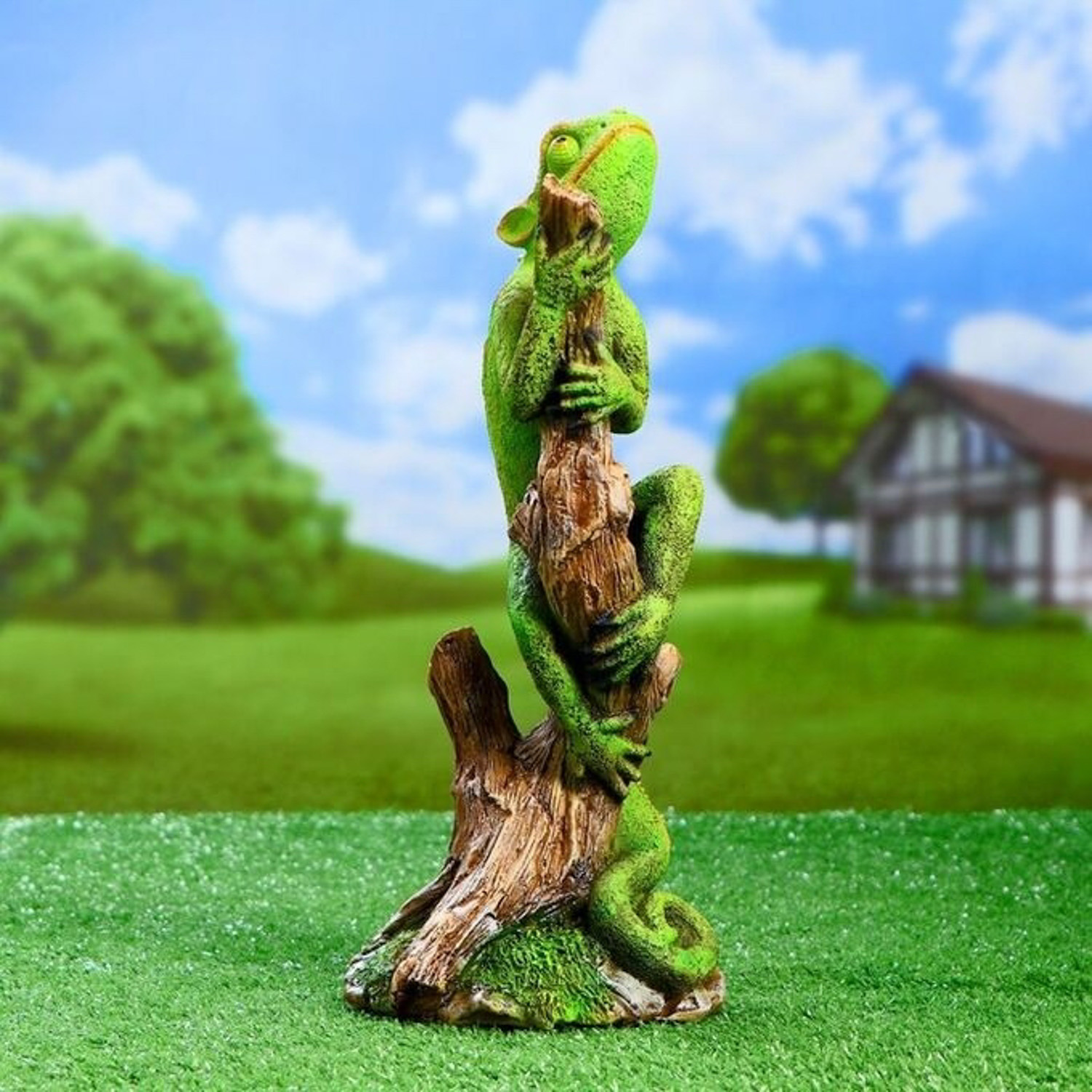 Садовая фигура "Хамелеон на ветке" акрил 17х14х35см   4793735