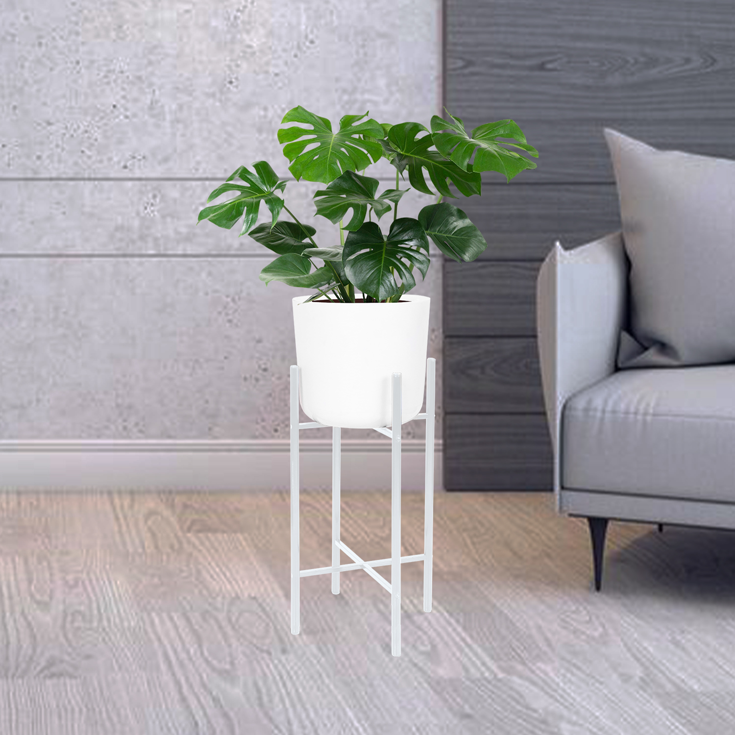 Подставка для цвет.кашпо напольная металл. d280мм, h510мм, кругл.труба мат. Белый ПЦ2/МБ "Ника" *1 Подставка для цвет.кашпо напольная металл. d280мм, h510мм, кругл.труба мат. Белый ПЦ2/МБ "Ника" *1