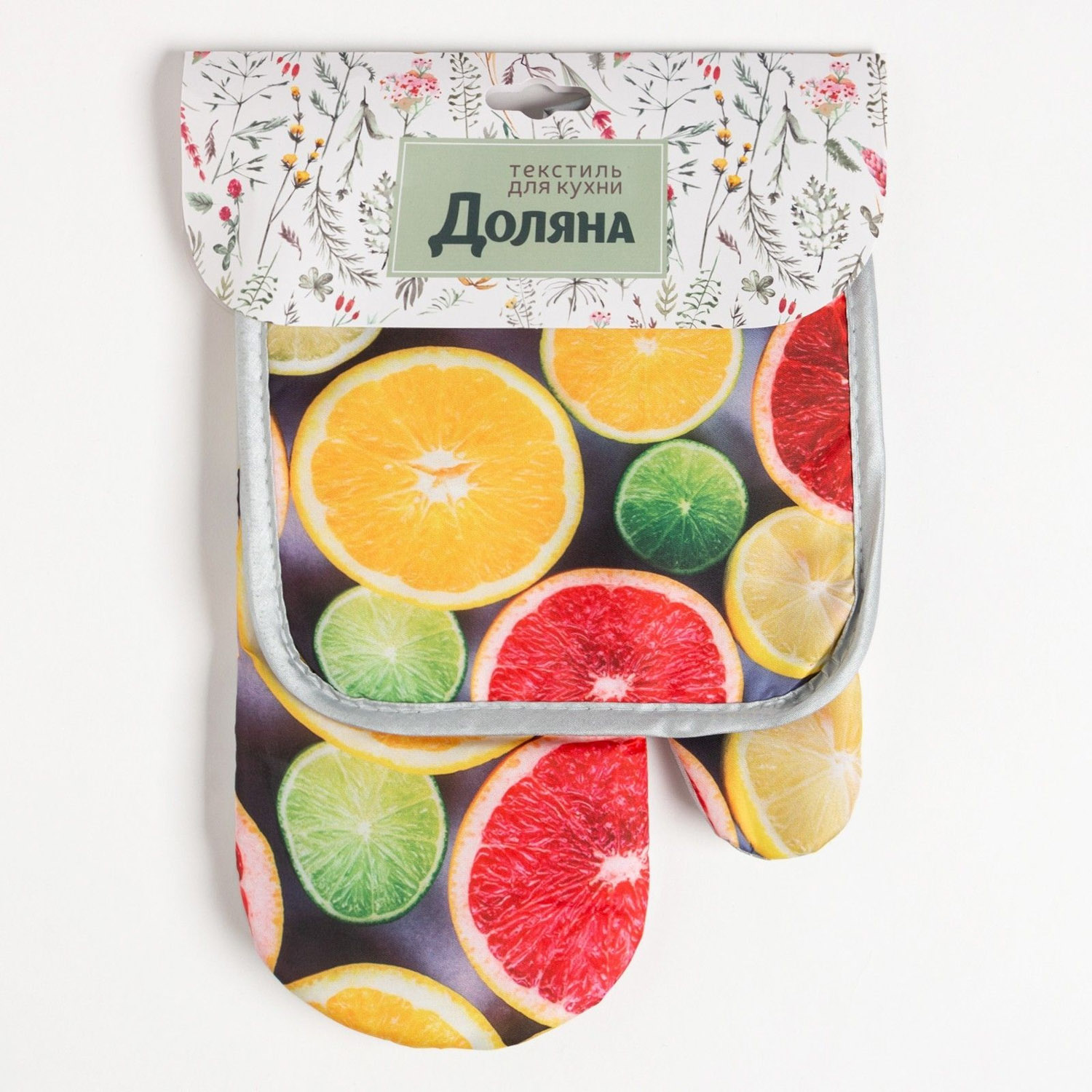Варежка-прихватка 26*16см Цитрусовые 100% полиэстер Доляна *1
