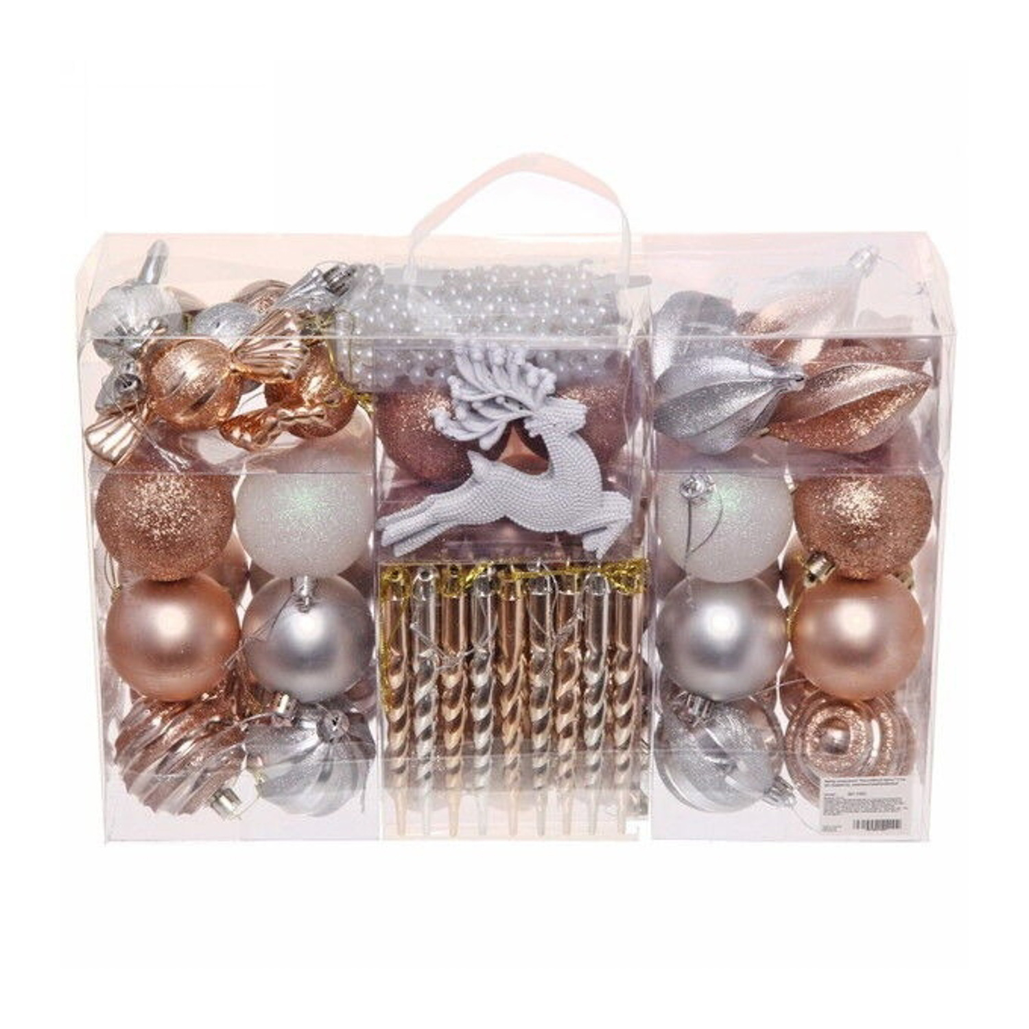 Набор украшений "Волшебный вальс" 6 см (83 предмета), шампань/серебро/белый