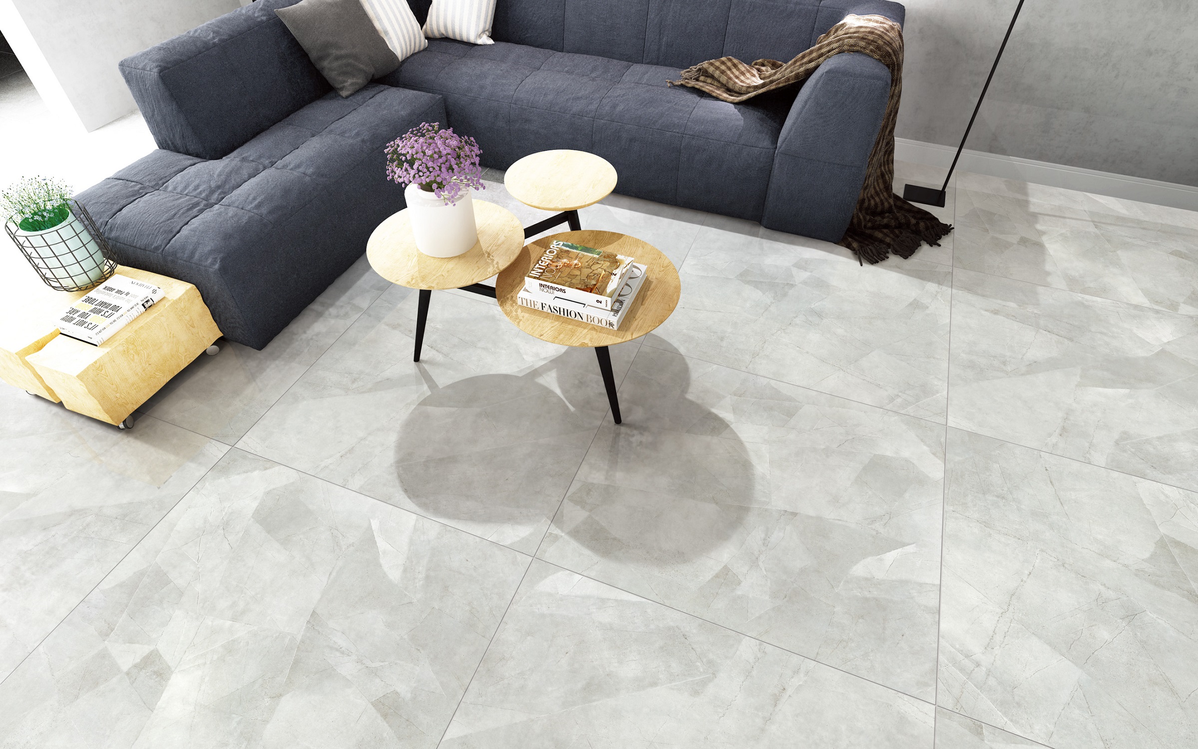 Керамогранит 1.44 м² Китай Мрамор 00070381, 600х600х8 мм, полированный, светло-серый