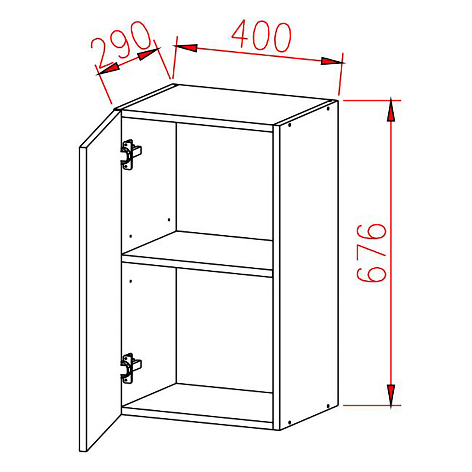 Шкаф навесной 400х676х290 мм BROZEX-WOOD Эрика, с дверцей, светло-бежевый / ясень капучино софт
