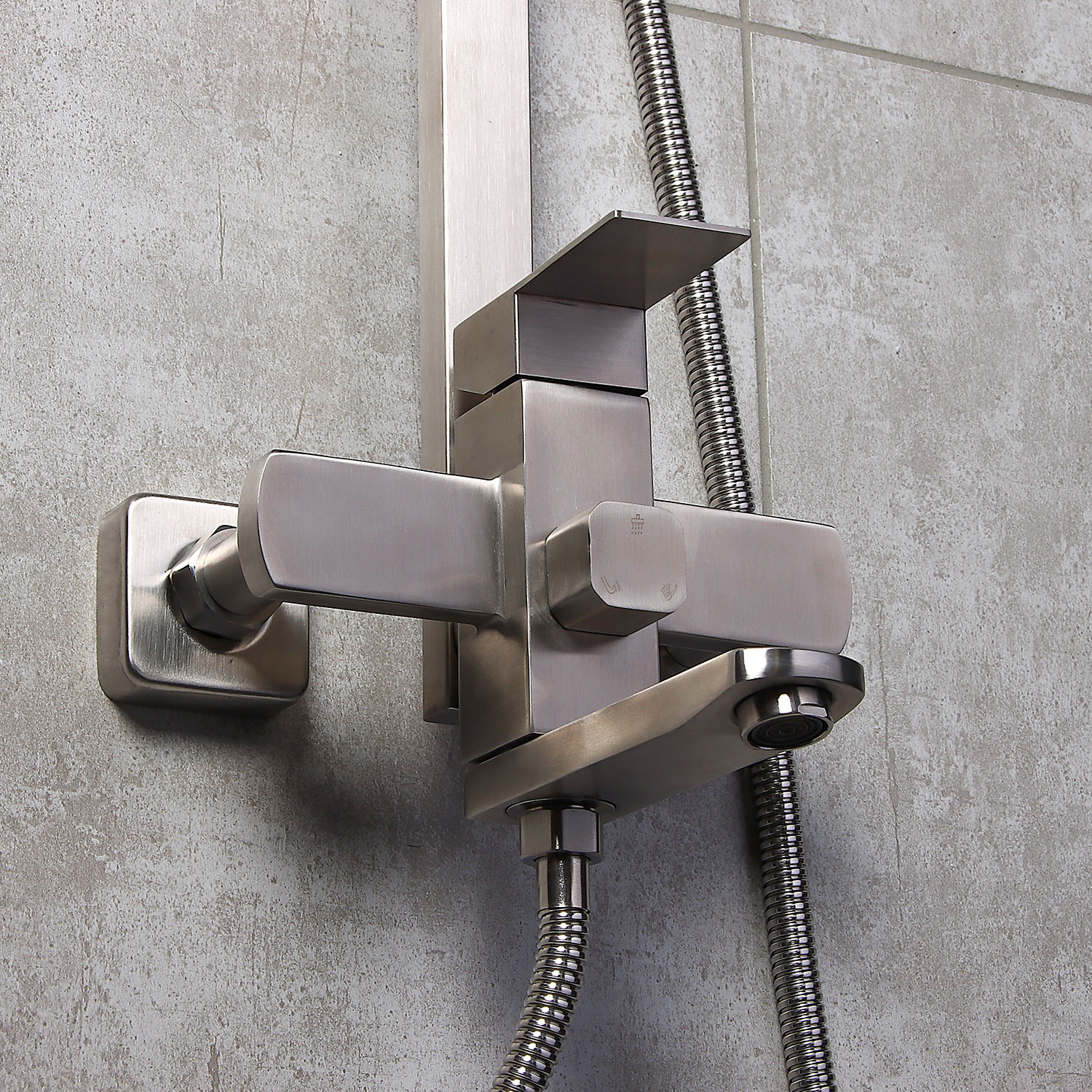 Смеситель д/ванны со стойкой для душа + ручной душ Potato P35304S нерж.сталь *1/4