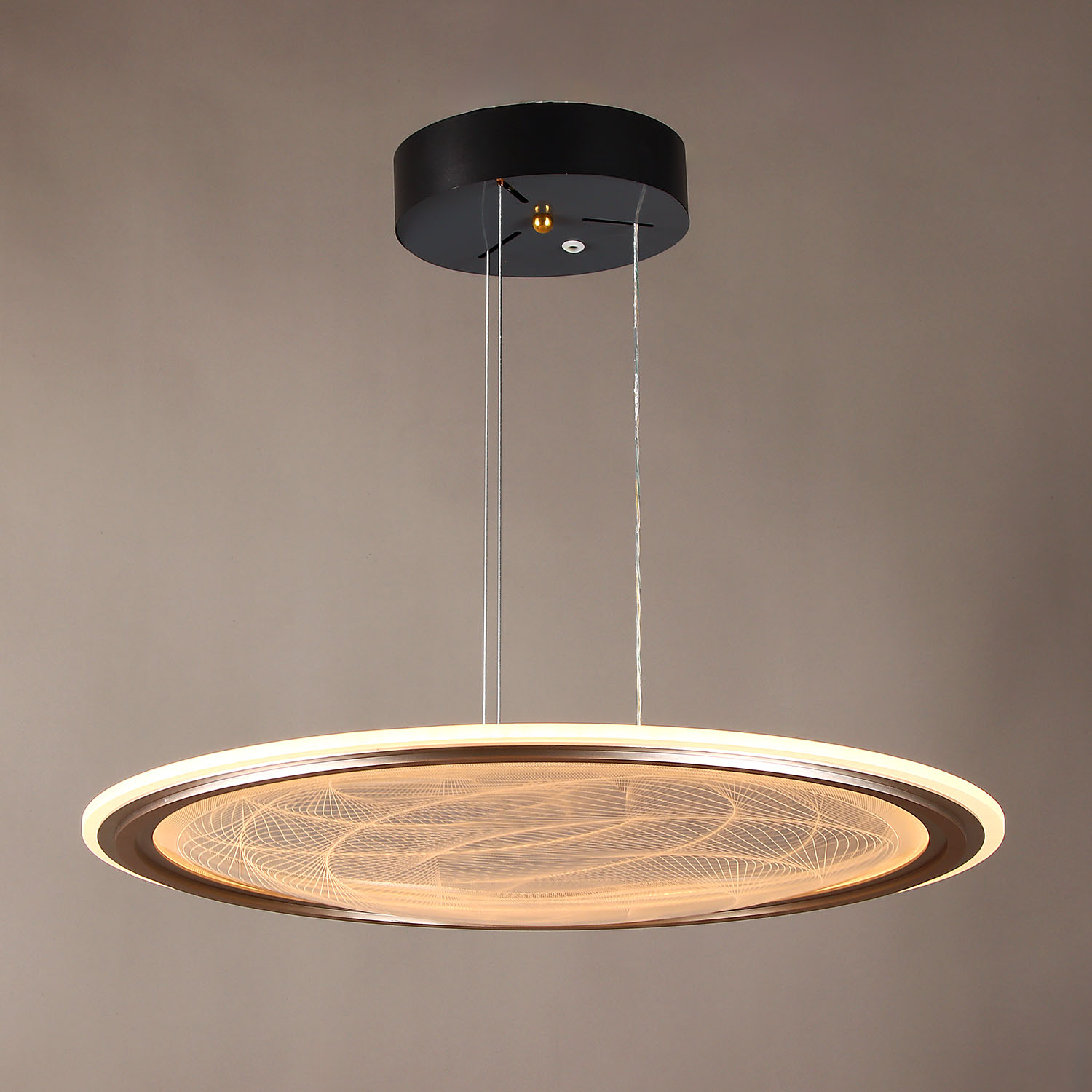 Светильник подвесной светодиодный 9260 H/130W gold 530 мм 3 реж., пульт S=25м2  VERNER LIGHTING *1