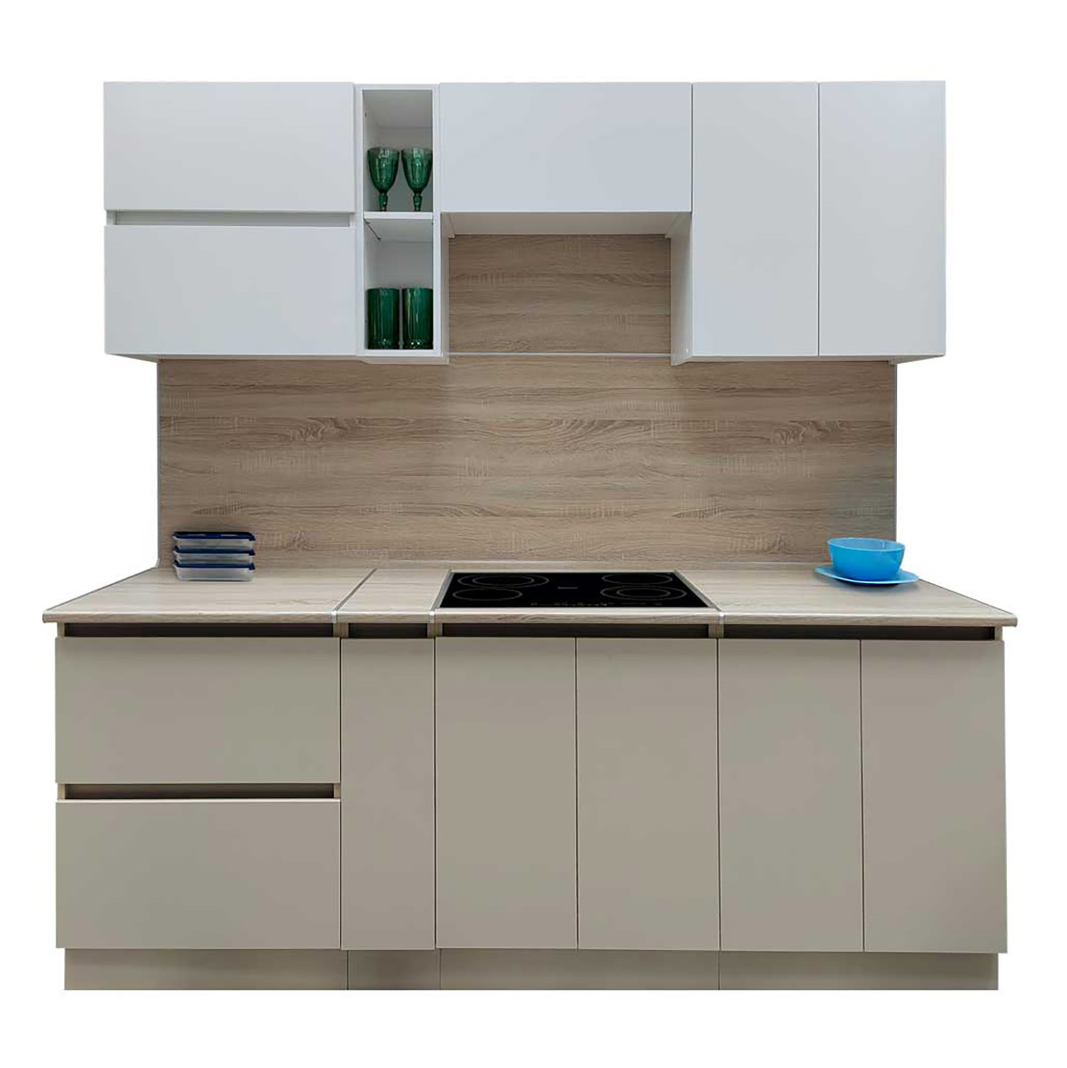 Шкаф напольный 600х850х600 мм BROZEX-WOOD Melissa, с двумя ящиками, светло-бежевый