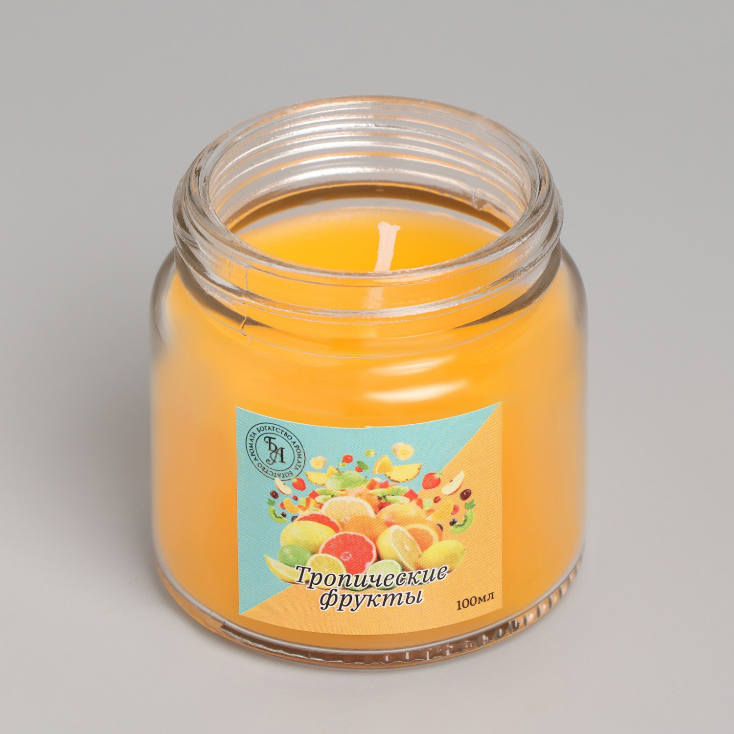 Ароматическая свеча в банке, 6.3 см, 100 мл, тропические фрукты