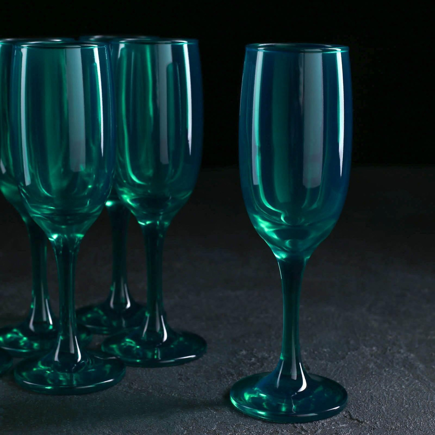 яяяНабор бокалов для шампанского 190 мл "Радуга", цвет изумруд, 6 шт 5121032