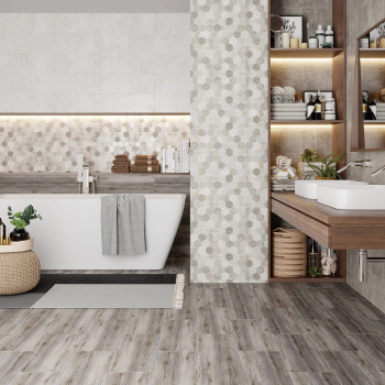 Плитка декоративная LB Ceramics Гексацемент, 200х600х9 мм, светло-серый Плитка декоративная LB Ceramics Гексацемент, 200х600х9 мм, светло-серый