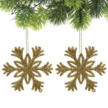 Подвеска "Снежное волшебство" 10 см (набор 2 шт), золото