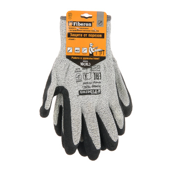 Перчатки рабочие полиэстер, со стекловол с текстурир латекс покр р-р10(XL) PSV039P "Fiberon"*1/12/60