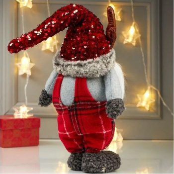 Кукла интерьерная "Дедушка в колпаке с пайетками и рожками" 48х17х12 см 4822657