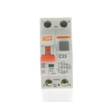Автоматический выключатель дифференциального тока TDM ELECTRIC, 2 полюса, 25 А, 30 мА