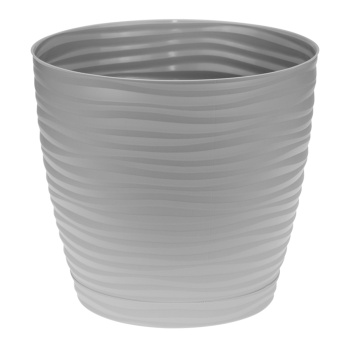 Кашпо пластм. "Дюна" 5,5л d верха 220мм h200мм с поддоном,с дрен.решеткой Серое М3070 ("М-П") *1/12