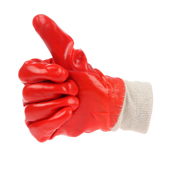 Перчатки ХБ с нитрил облив, масло-бензостойкие красные  (арт.4518) Doloni