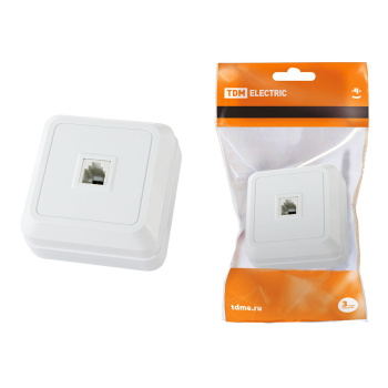 Розетка "Ладога" ОП 1-мест. белая телефонная RJ-11 10А IP20 TDM SQ1801-0021 *10/100