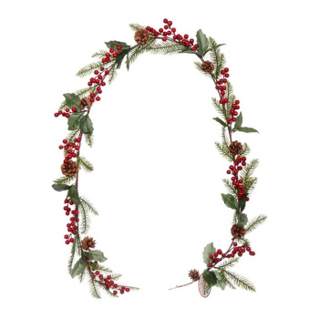 Гирлянда хвойная "Яркая зима" 2,0 м (шишки, ягоды, резина)