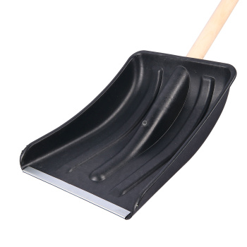 Лопата снегоуб пластик 280*370 автомобильная с дерев. черенком, V-ручкой (Новгород)  *5/300