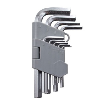 Набор ключей имбусовых 9 шт 1,5-10 мм короткие Cr-V сатин HEX арт.43-2-100 Ремоколор *1/10/40