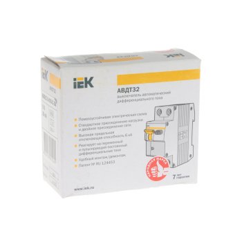 Автоматический выключатель дифференциального тока IEK, 2 полюса, 16 А, 30 мА