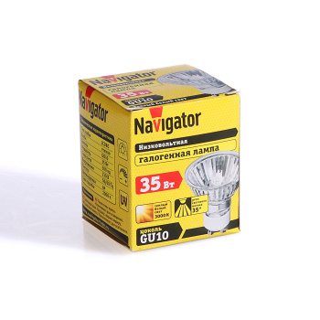 Лампа накаливания галогенная Navigator, GU10, JCDRC, 35 Вт, теплый белый свет