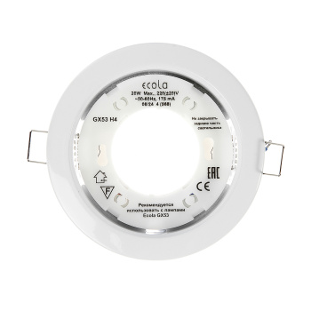 Светильник встраиваемый GX53 H4 Ecola FW53H4ECB, без рефлектора, белый Светильник встраиваемый GX53 H4 Ecola FW53H4ECB, без рефлектора, белый