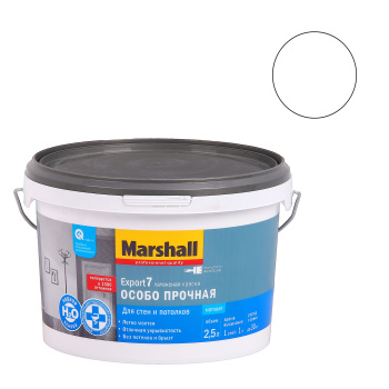 Краска латексная для стен и потолков 2,5 л EXPORT-7 моющаяся матовая База BW *1