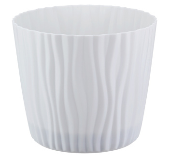 Кашпо пластм. Волна 4.0л d верха 200мм, h170мм  с съем дрен.решеткой Белое М3189 (М-П.)