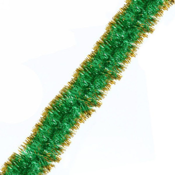 Мишура новогодняя 2 м, 7 см, "Вспышки карнавала", золото/зеленый