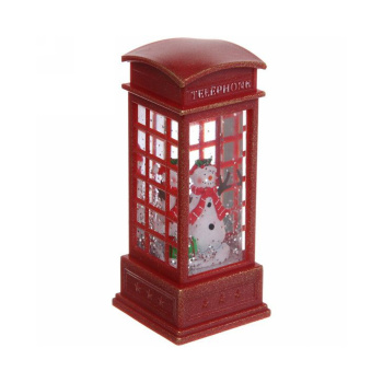 Сувенир с подсветкой "Christmas", Телефонная будка - Снеговик с подарком, 12.5х5.3х5.3 см