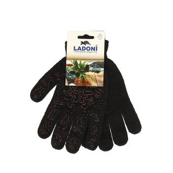 Перчатки ХБ с ПВХ рис 10кл (3 нити) черные с красным рис. (622Р) Doloni *10/200/400