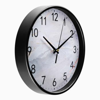Часы настенные, серия: Интерьер, "Белый мрамор", плавный ход, d-25 см, АА  9541318