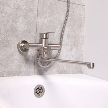 Смеситель универсальный "Potato" плоский излив с переключ. душа, нерж. сталь P22303S  *1/10 Смеситель универсальный "Potato" плоский излив с переключ. душа, нерж. сталь P22303S  *1/10