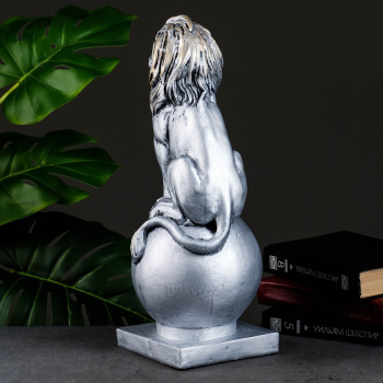 Фигура "Лев сидя на шаре" серебро, 43х17см  4376165