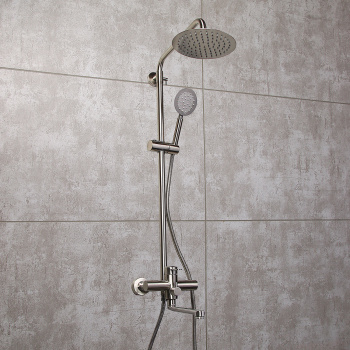 Смеситель д/ванны со стойкой для душа + ручной и тропический душ Fmark FS8345-35 *1 Смеситель д/ванны со стойкой для душа + ручной и тропический душ Fmark FS8345-35 *1