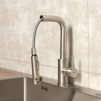 Смеситель для кухни Potato P0047S высокий излив, нерж. сталь *1/10 Смеситель для кухни Potato P0047S высокий излив, нерж. сталь *1/10