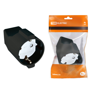 Розетка кабельная с з/к черный 16А 250В TDM SQ1806-0032 *10/20/200