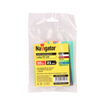 Трубка термоусаживаемая набор 16/8 (7цв по 3шт 100мм) Navigator 71123 *1/40/240