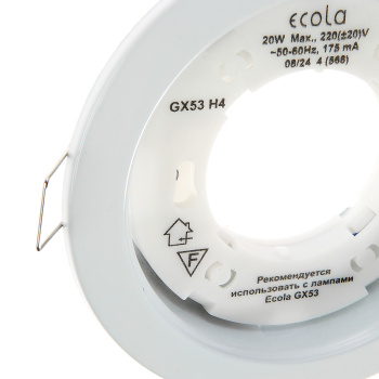 Светильник встраиваемый GX53 H4 Ecola FW53H4ECB, без рефлектора, белый Светильник встраиваемый GX53 H4 Ecola FW53H4ECB, без рефлектора, белый