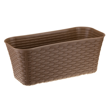 Ящик д/цветов пластм. "Ротанг" 38,5х18х16см с дрен.реш. Бежевый М3225 "М-Пластика" *1/10 Ящик д/цветов пластм. "Ротанг" 38,5х18х16см с дрен.реш. Бежевый М3225 "М-Пластика" *1/10