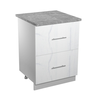 Шкаф напольный 600х850х600 мм BROZEX-WOOD Camellia, с двумя ящиками, серый / юта Шкаф напольный 600х850х600 мм BROZEX-WOOD Camellia, с двумя ящиками, серый / юта