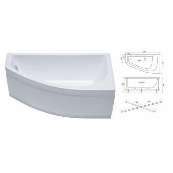 Ванна акриловая 140x75 см Triton Бэлла, левая, без ножек