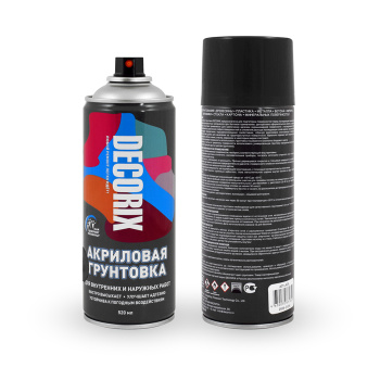 Грунтовка-аэрозоль акриловый черный 520/200 мл DECORIX (А802) *1/12