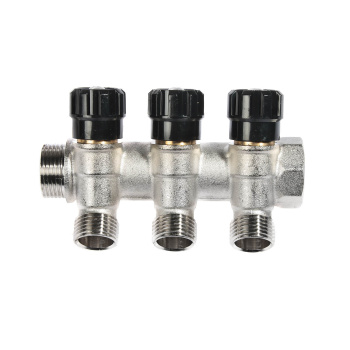 Коллектор СТМ, 3 выхода, с регулировочными вентилями, 3/4"х1/2"