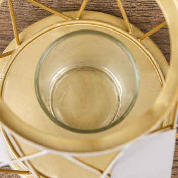 Подсвечник металл, стекло на 1 свечу "Ромбы" 13х11х11 см 4287495