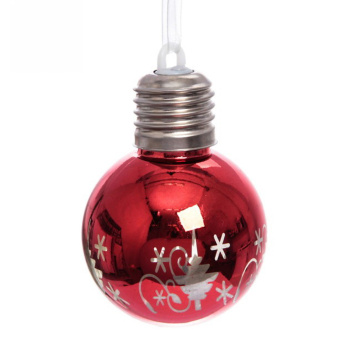 Подвеска ШАР с подсветкой 6 см "Сказочный лес", Красный (подсветка Теплый белый)