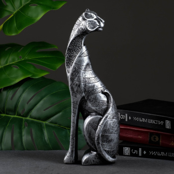 Фигура "Кот сидит" черное серебро 34х13см 7550536