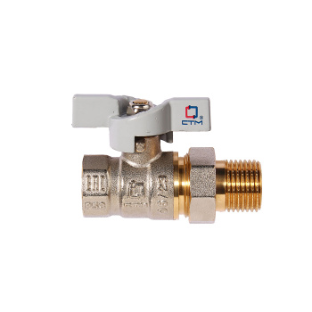 Кран шаровый 1/2" (Ø15) М/П бабочка с американкой СТМ (СТАНДАРТ) CWAFM012 *1/20/120